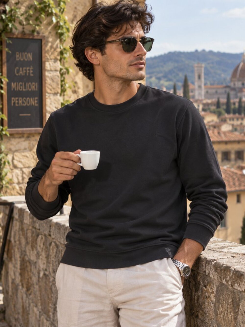 Emporio Armani Mens M Black Sweatshirt Made in Italy Eagle Logo Crewneck